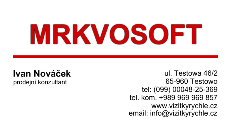 Vzor vizitky základní běžný design č.2