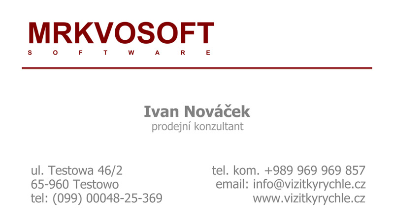 Vzor vizitky základní běžný design č.3