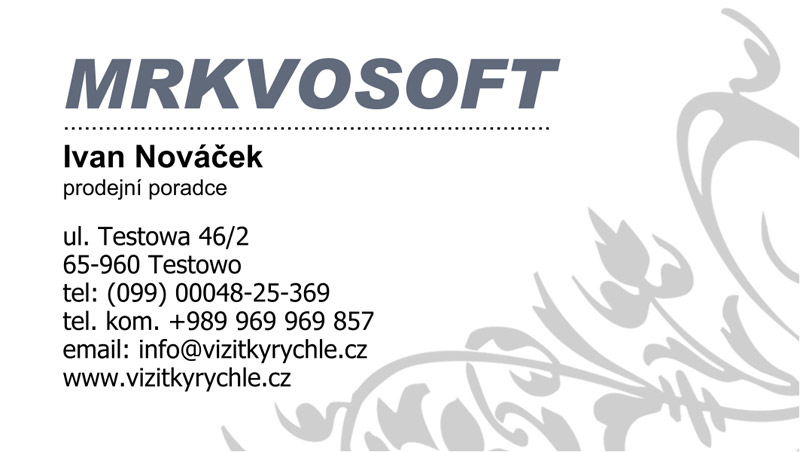 Vzor vizitky základní běžný design č.6